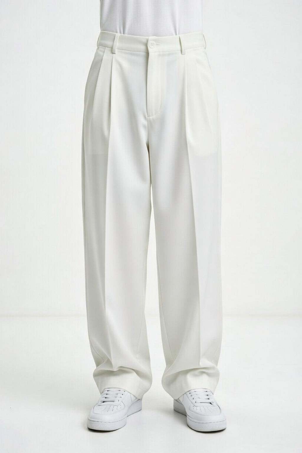 Seoul Wide-Leg Pleated Pants – Off White