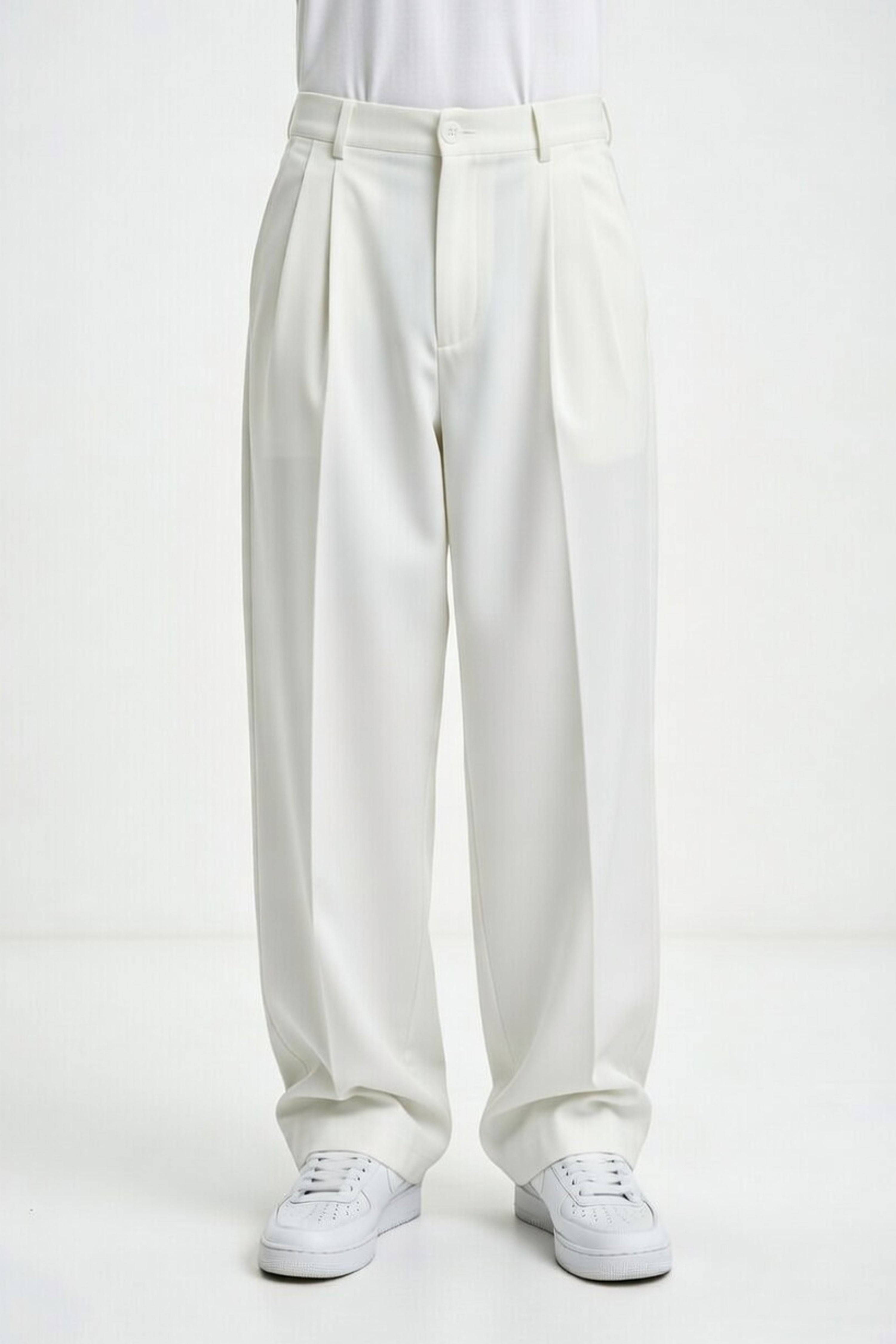 Seoul Wide-Leg Pleated Pants – Off White