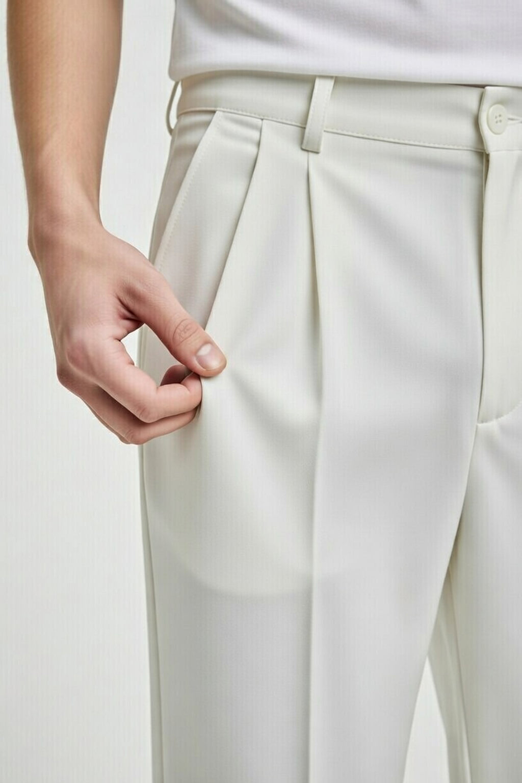 Seoul Wide-Leg Pleated Pants – Off White