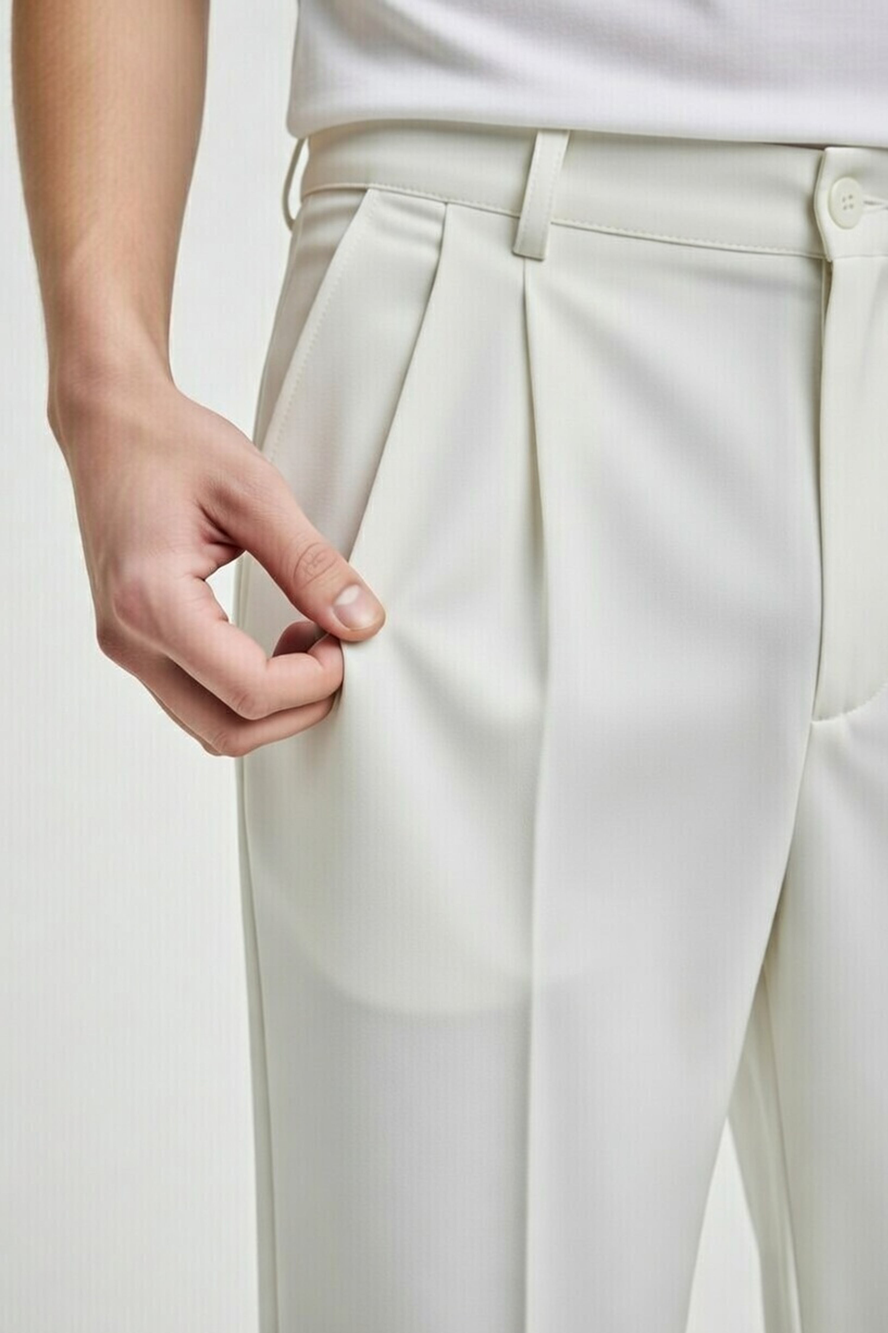 Seoul Wide-Leg Pleated Pants – Off White