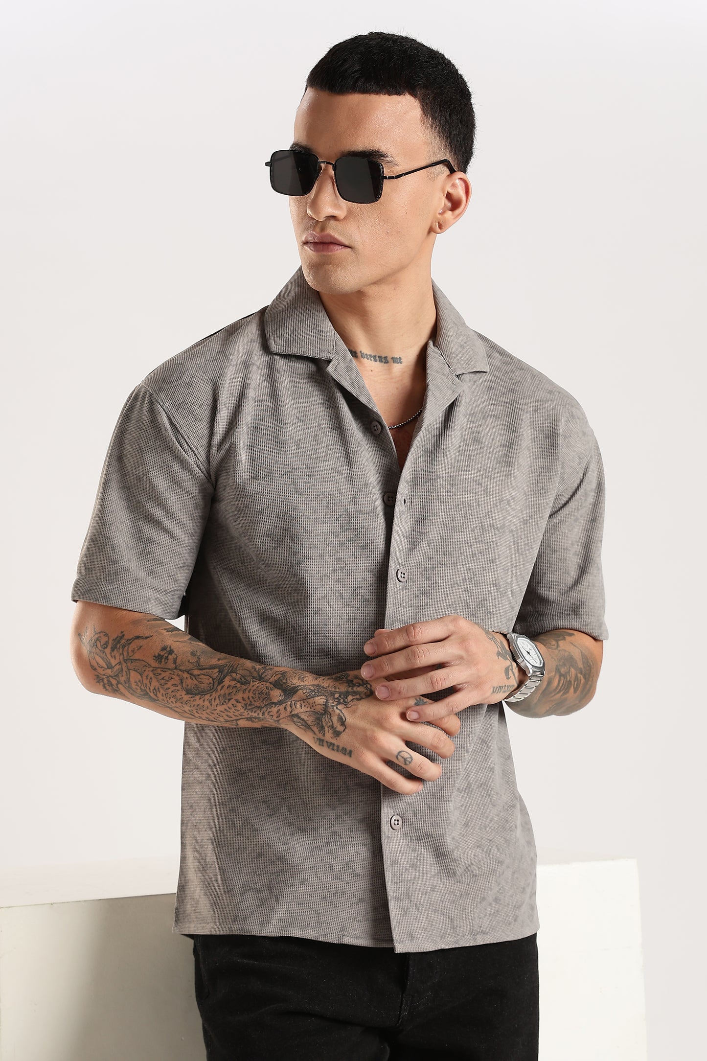 Stonewash Textured Polo Shirt