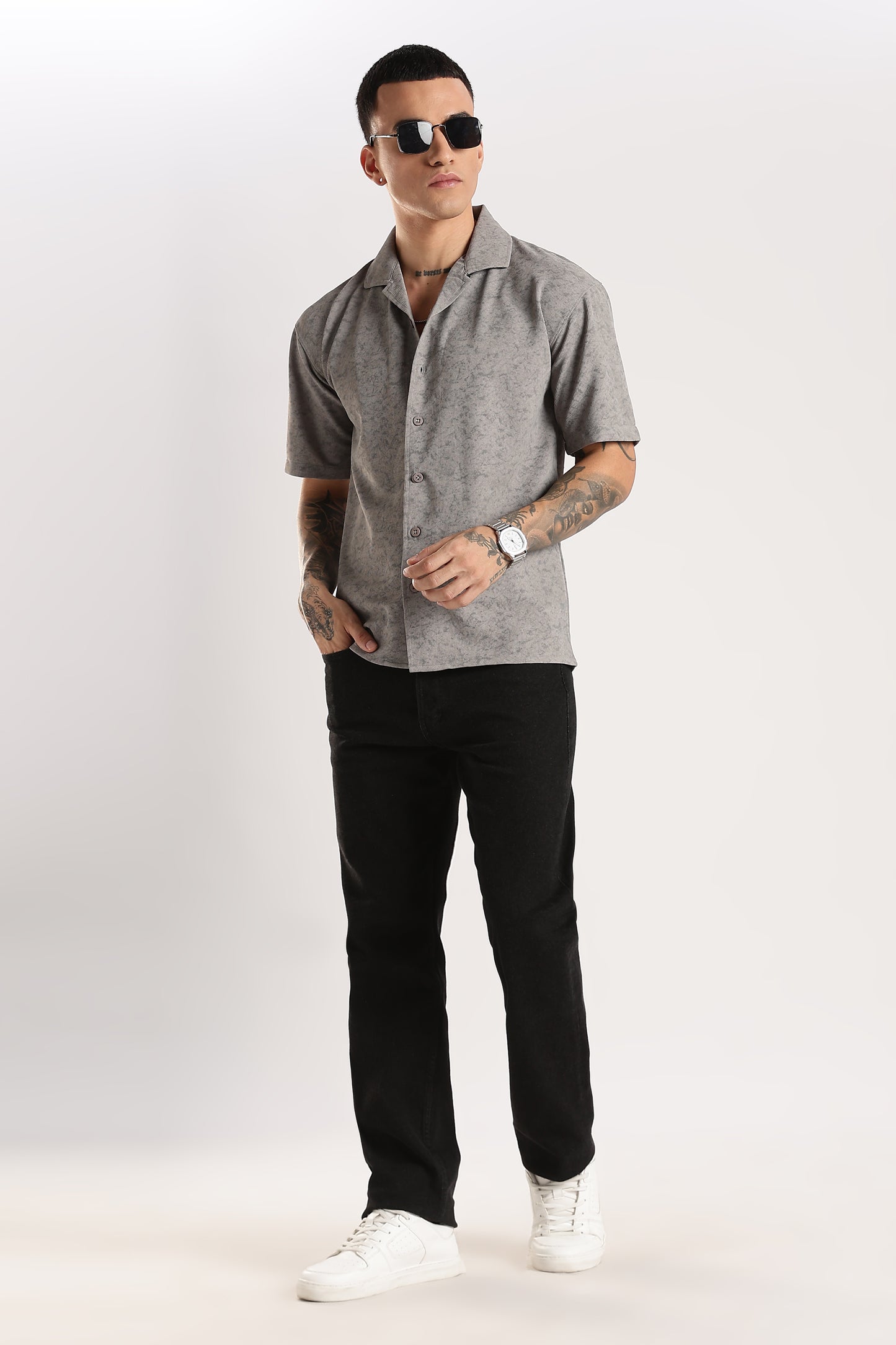 Stonewash Textured Polo Shirt
