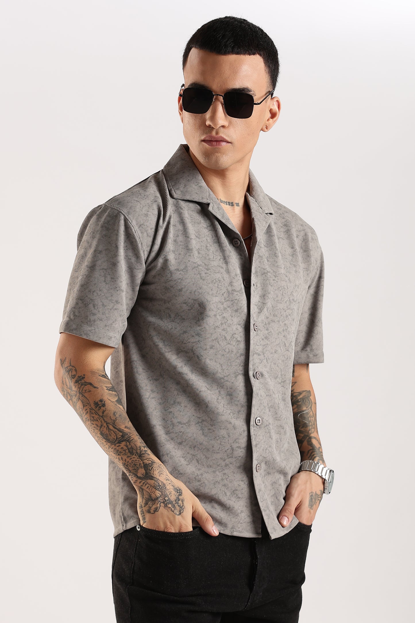 Stonewash Textured Polo Shirt