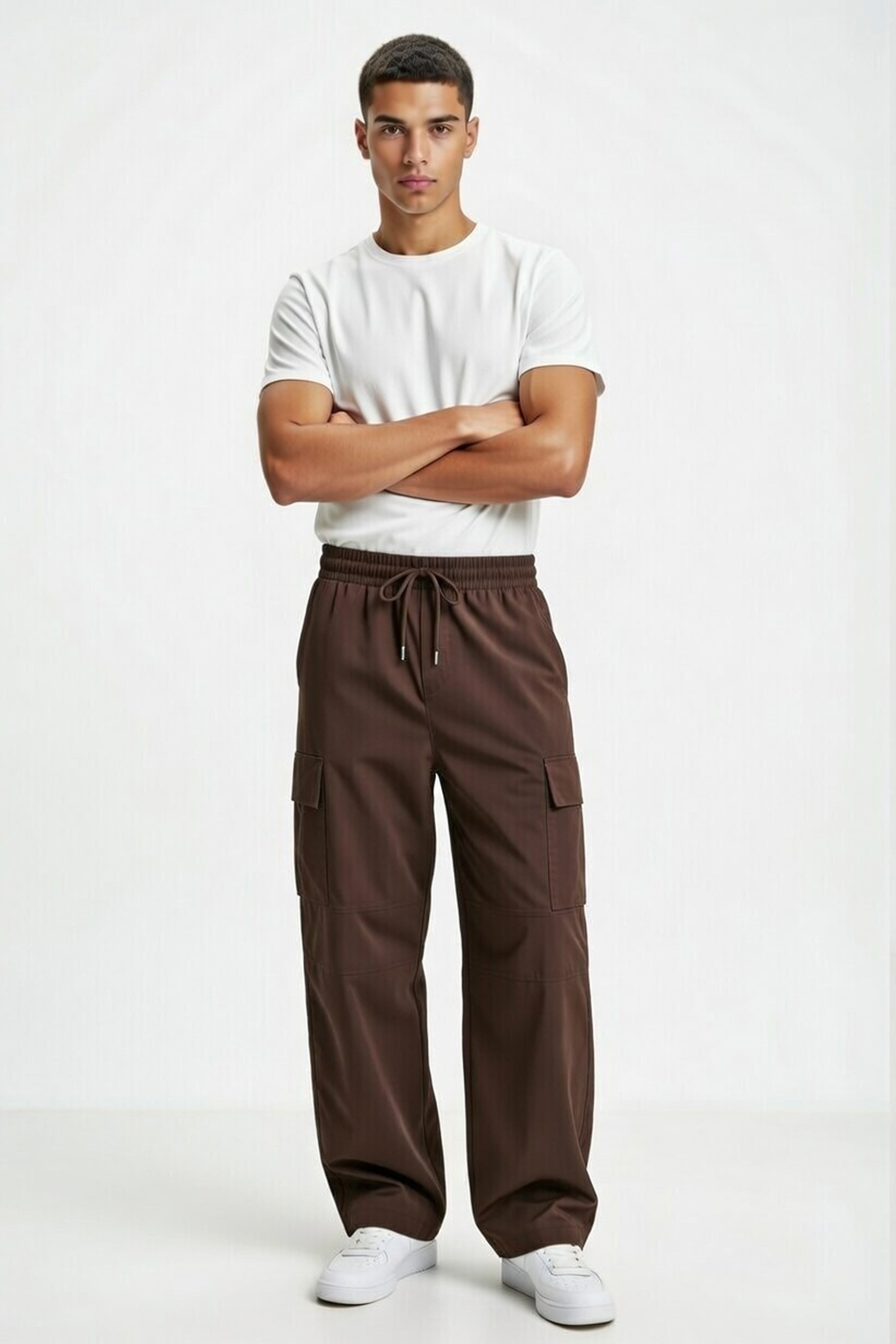 Dark Brown Relaxed Fit Cargo Pants