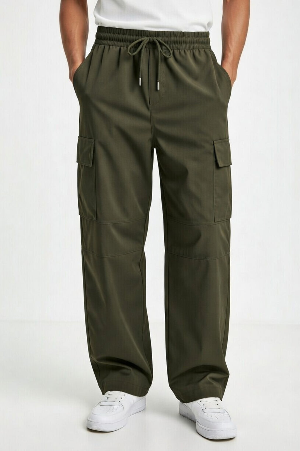 Streetwear Olive Wide-Leg Cargo Joggers