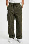 Streetwear Olive Wide-Leg Cargo Joggers