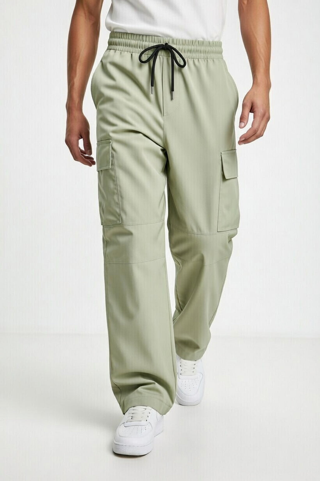 Pista Green Wide-Leg Cargo Trousers