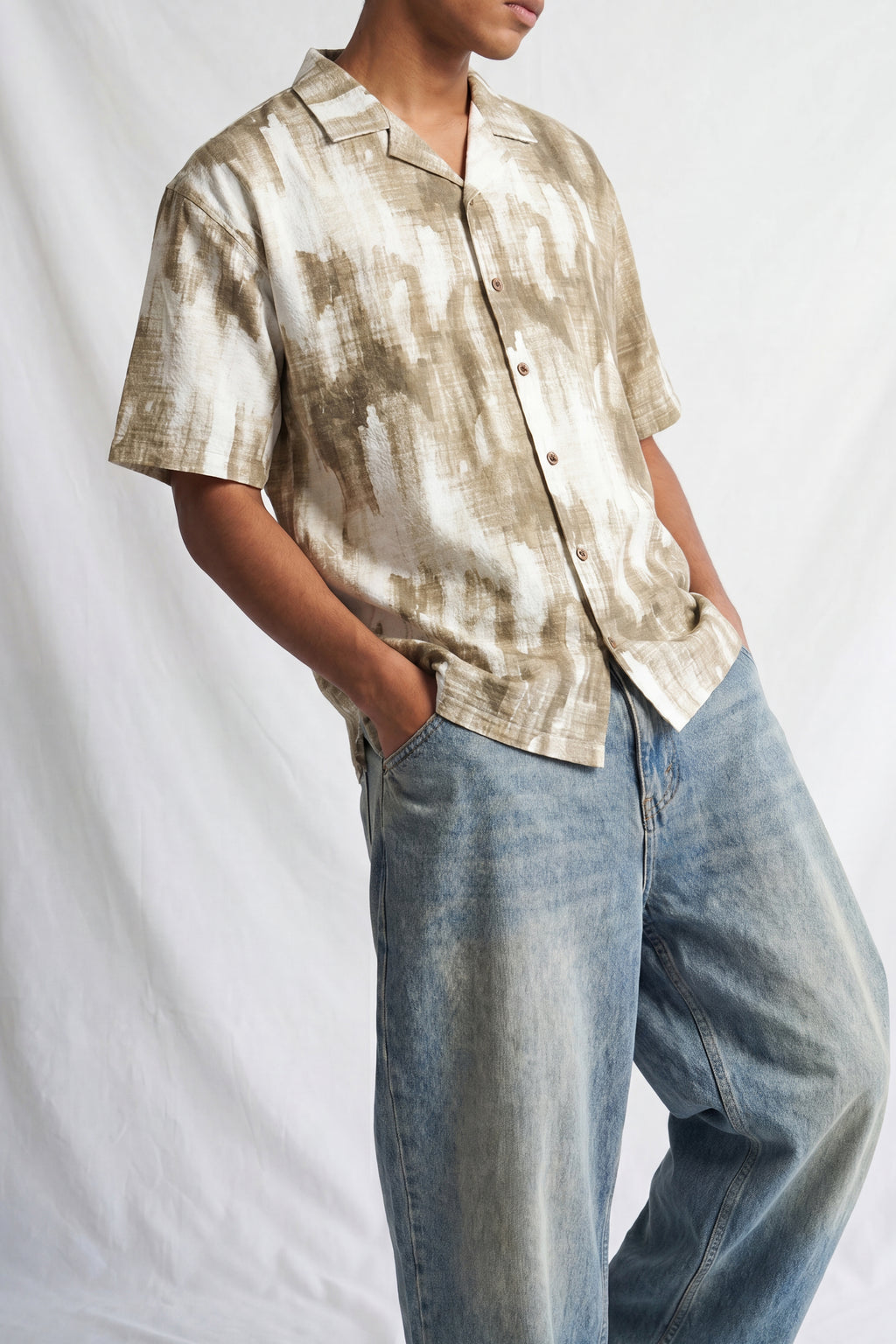 Beige Abstract Print Shirt