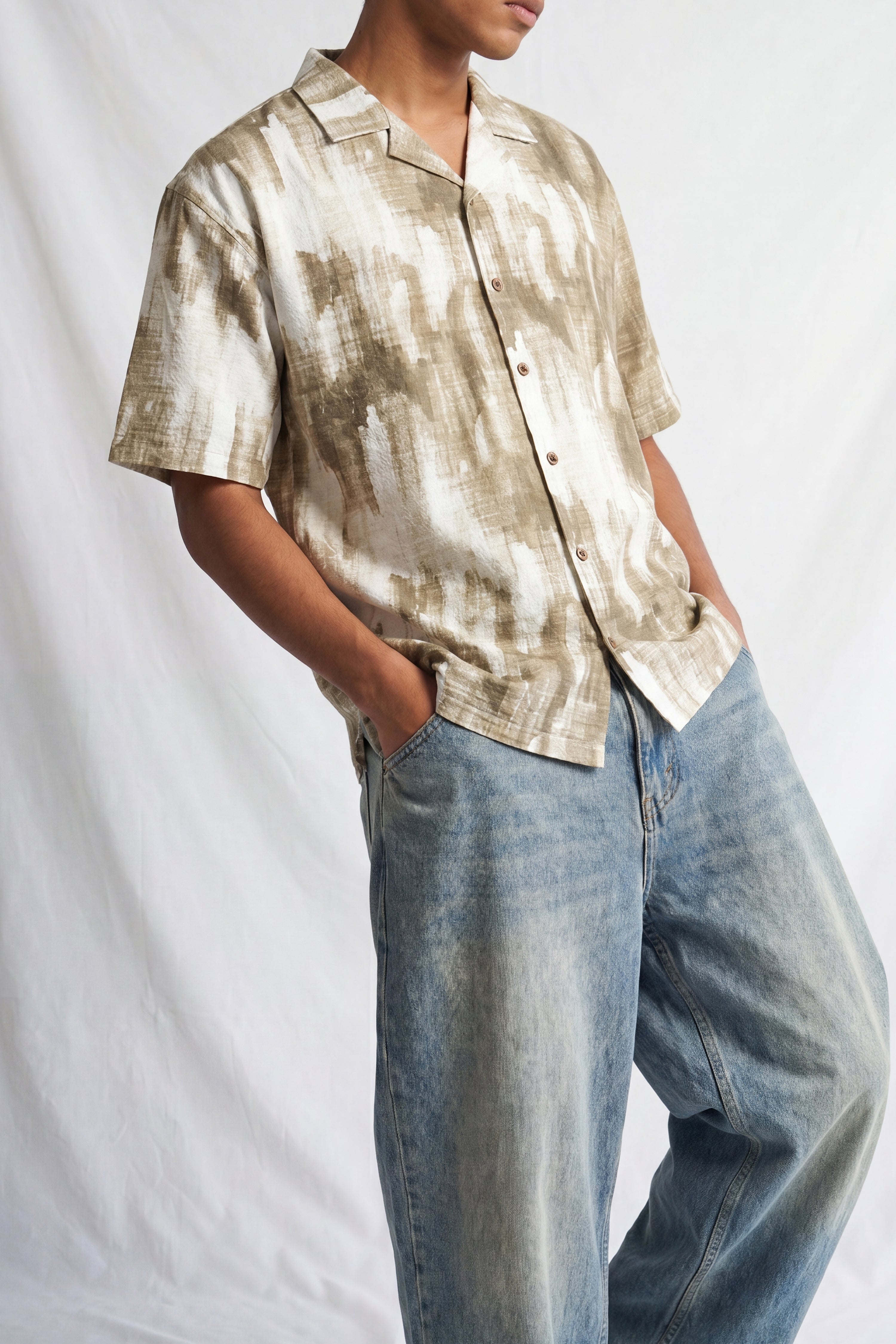Beige Abstract Print Shirt