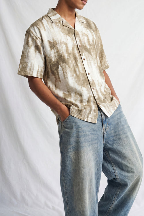 Beige Abstract Print Shirt