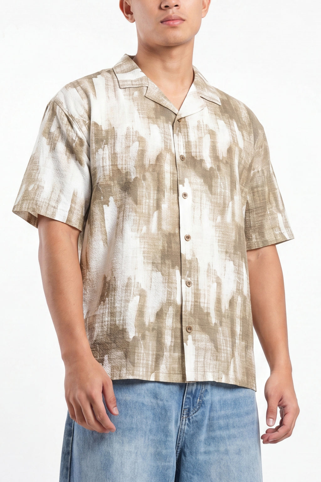 Beige Abstract Print Shirt