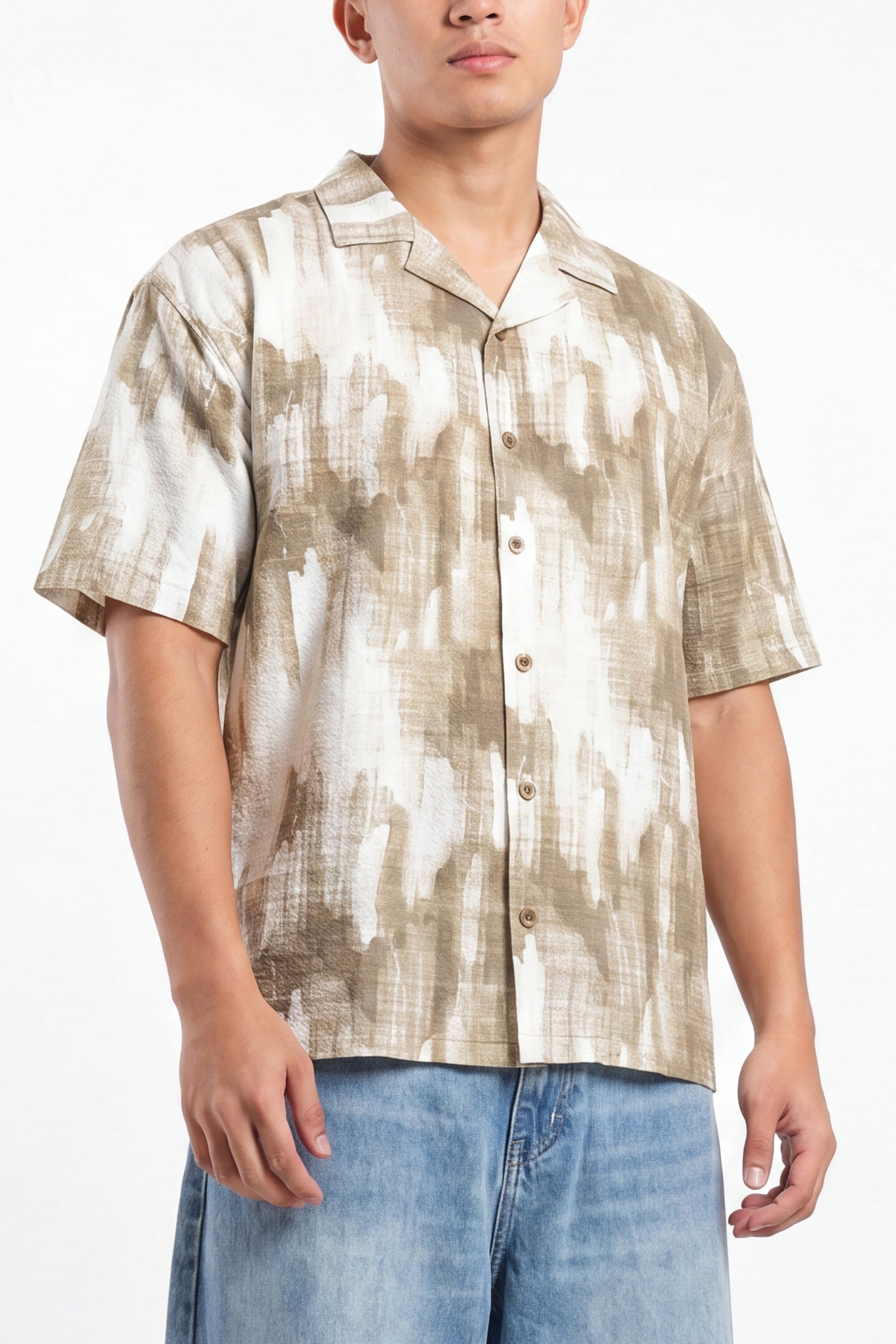 Beige Abstract Print Shirt