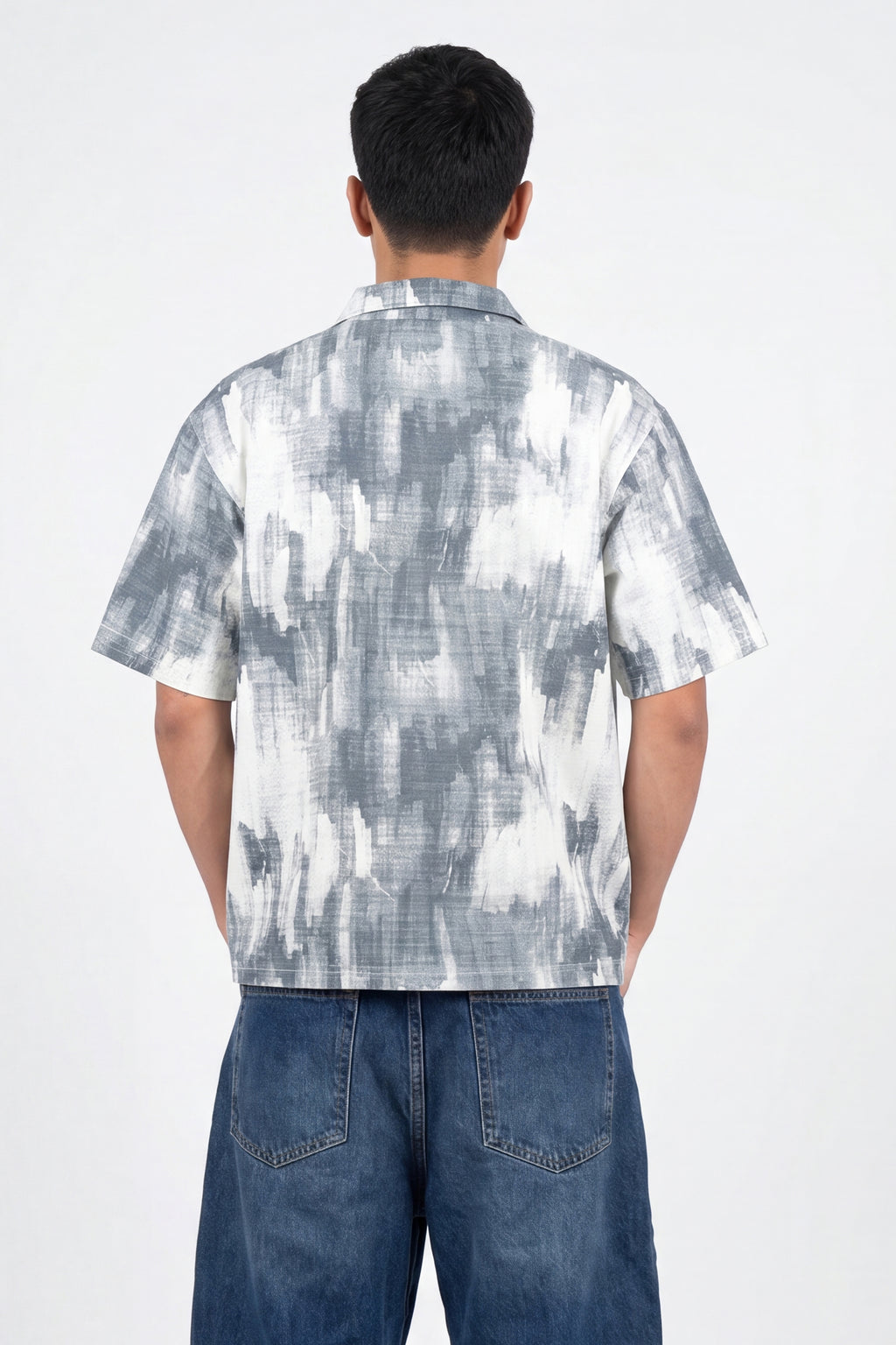 Grey Abstract Print Shirt