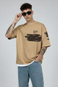 OVERSIZED CAMEL GRAPHIC T-SHIRT | BRUSH STROKE PRINT TEE