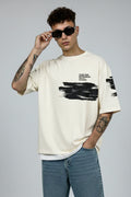 OVERSIZED OFF-WHITE GRAPHIC T-SHIRT | BRUSH STROKE PRINT TEE