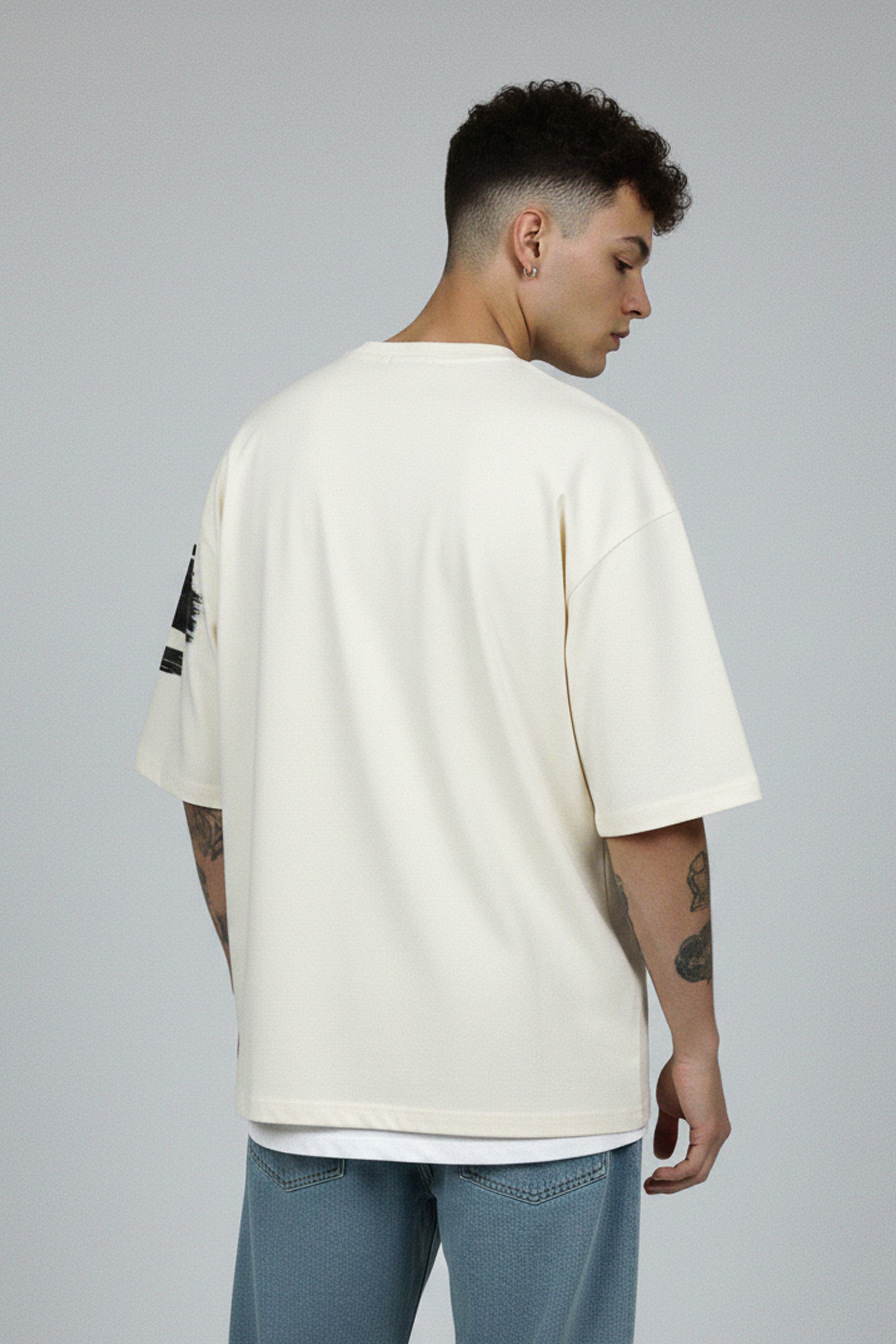 OVERSIZED OFF-WHITE GRAPHIC T-SHIRT | BRUSH STROKE PRINT TEE