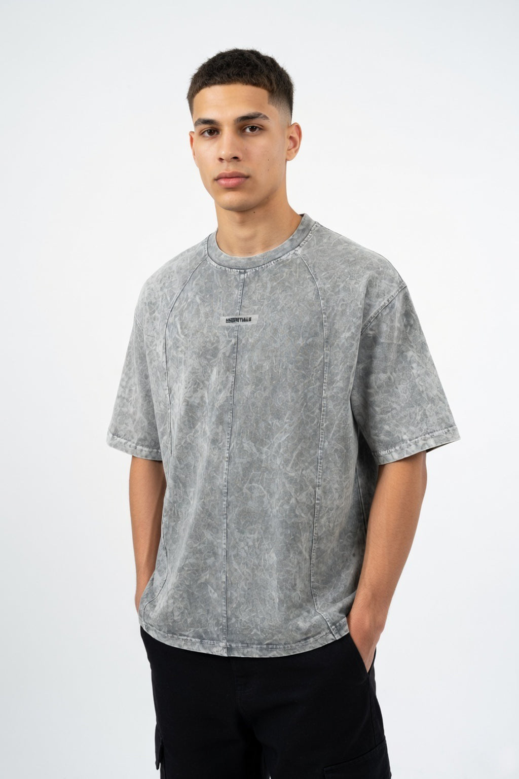 Smoke Grey Panel Oversized Tee