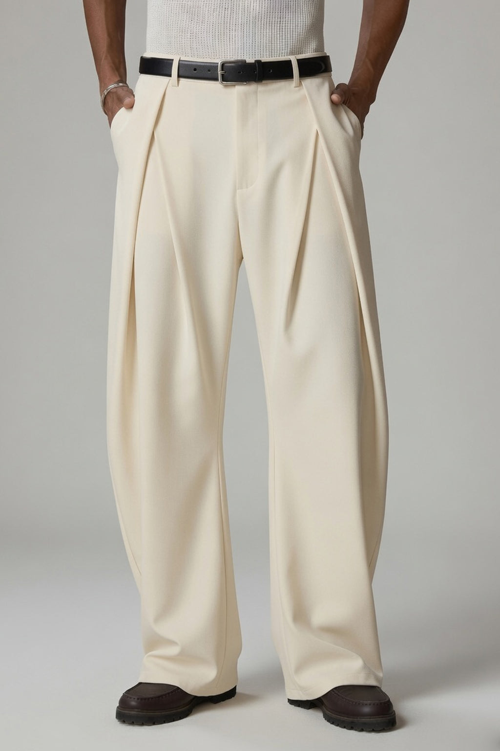 Tailored Flow Trousers Cream