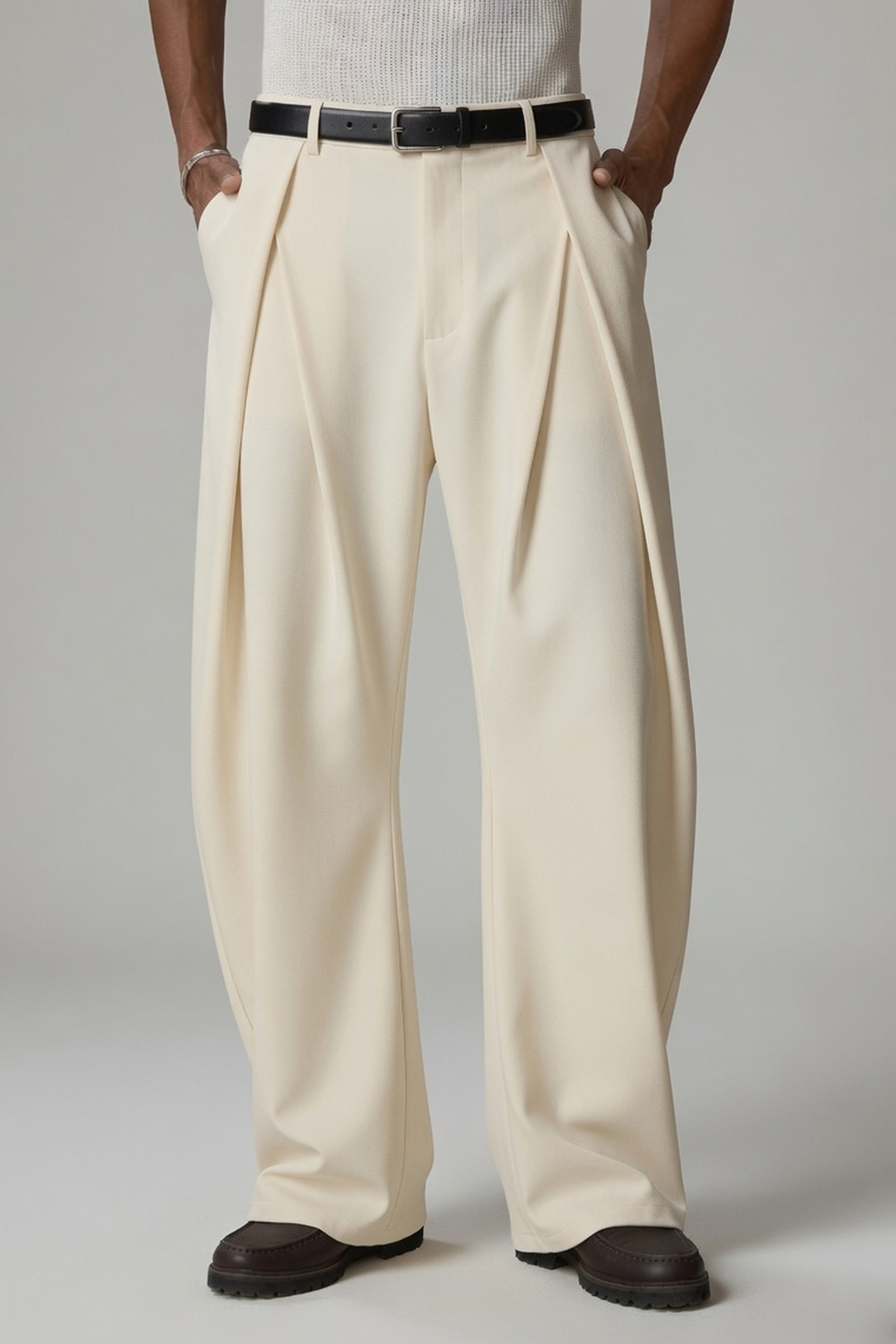Tailored Flow Trousers Cream