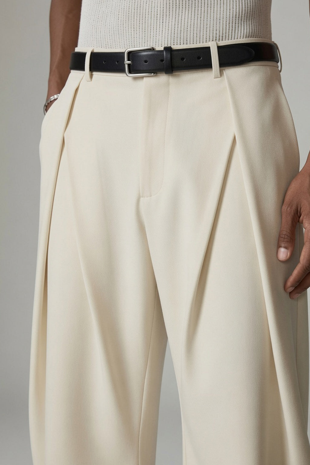 Tailored Flow Trousers Cream