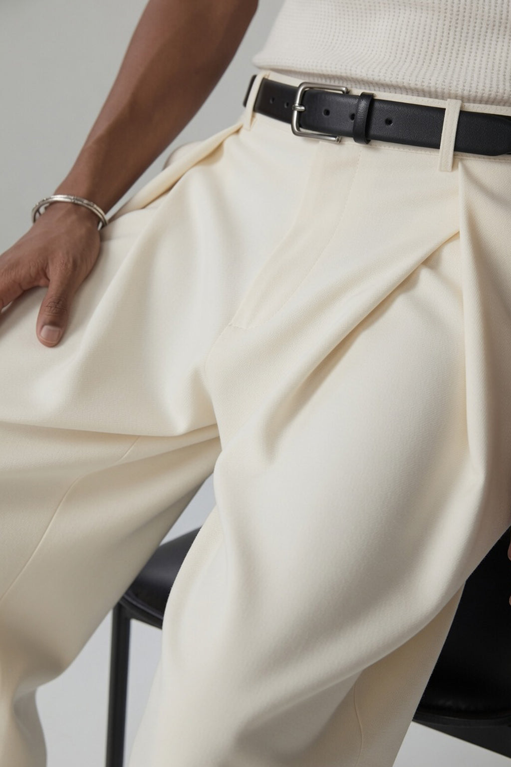 Tailored Flow Trousers Cream
