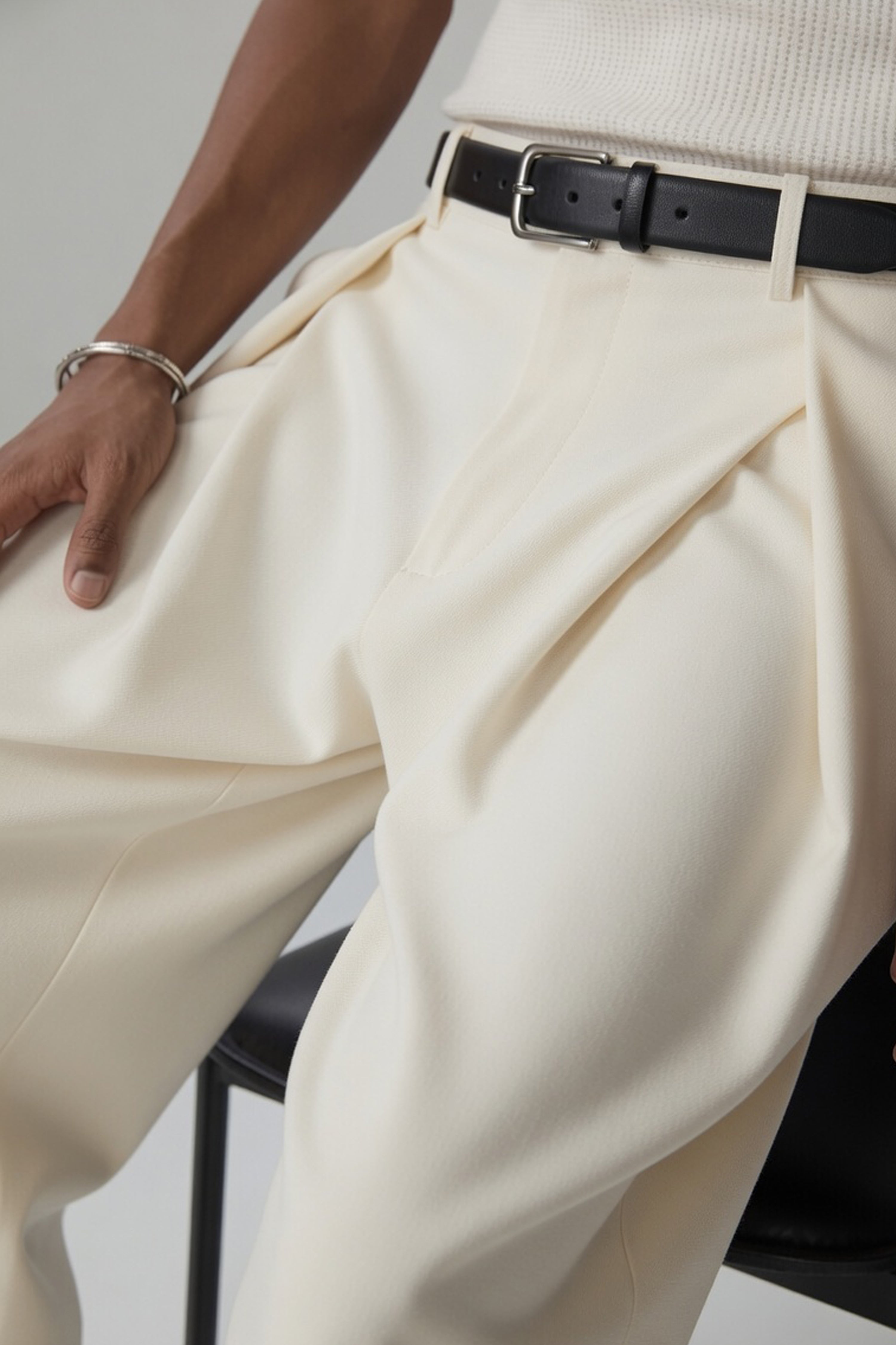 Tailored Flow Trousers Cream