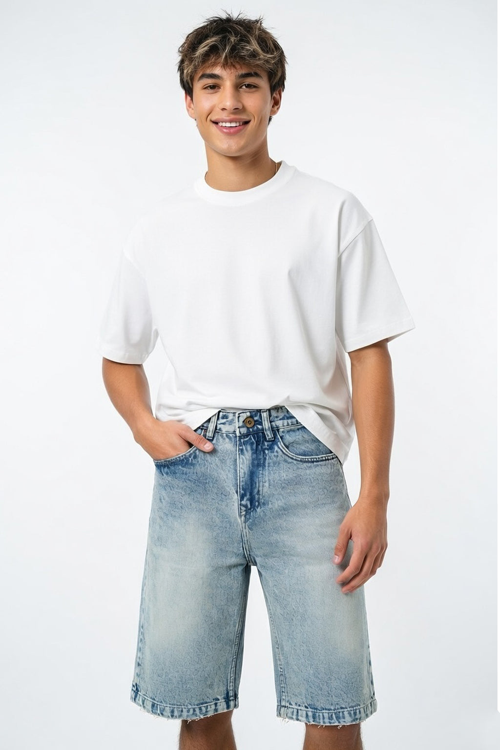 Ice Blue Denim Shorts