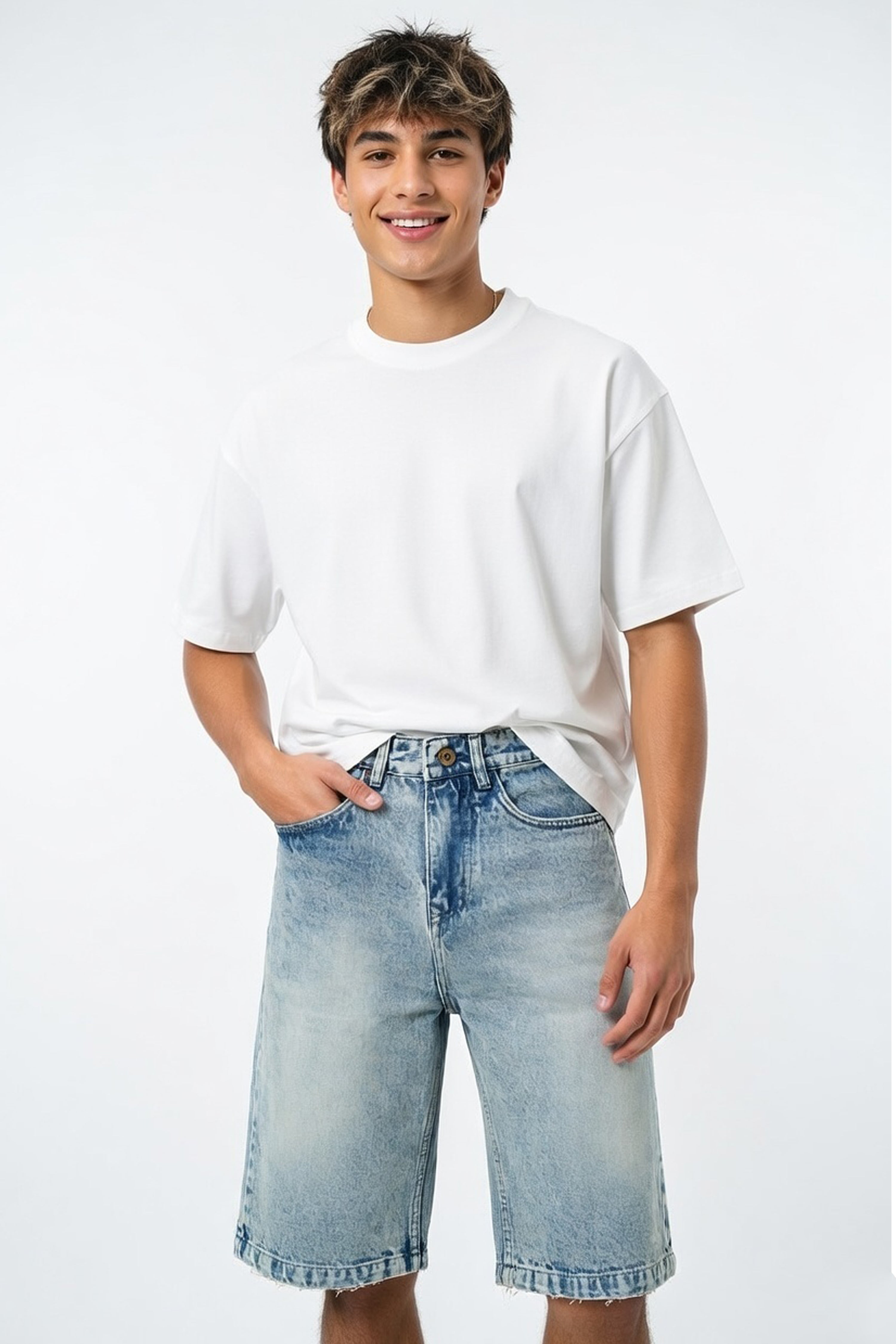 Ice Blue Denim Shorts