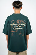Bottle Green Dreaming Oversized Graphic Tee.