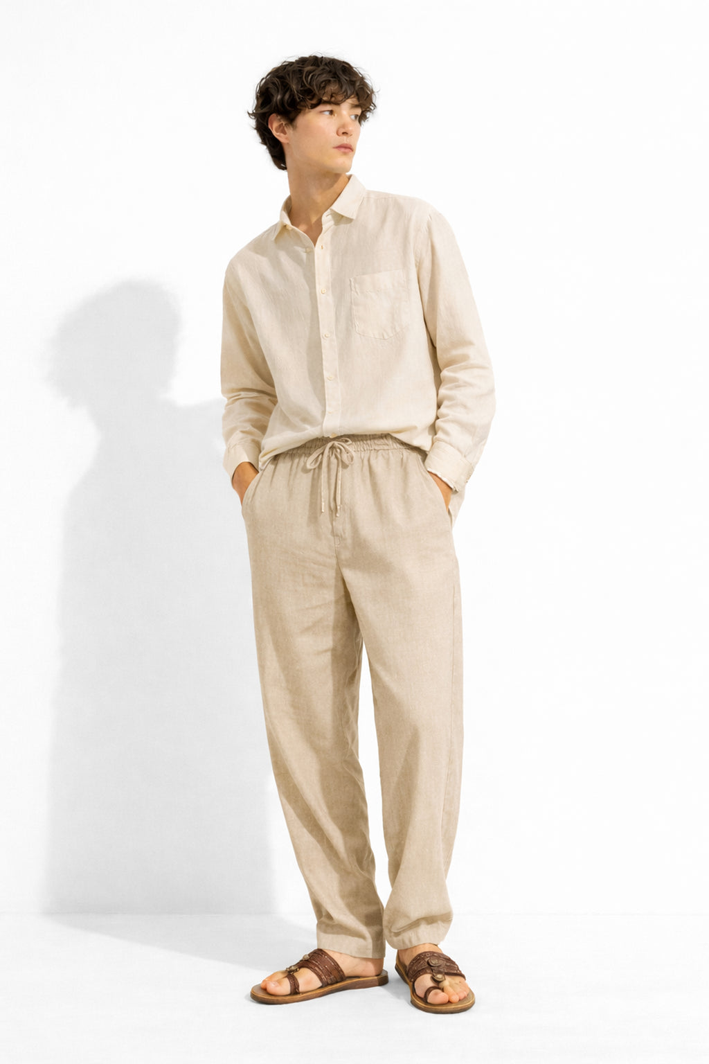 Premium Beige Linen Comfort Pants