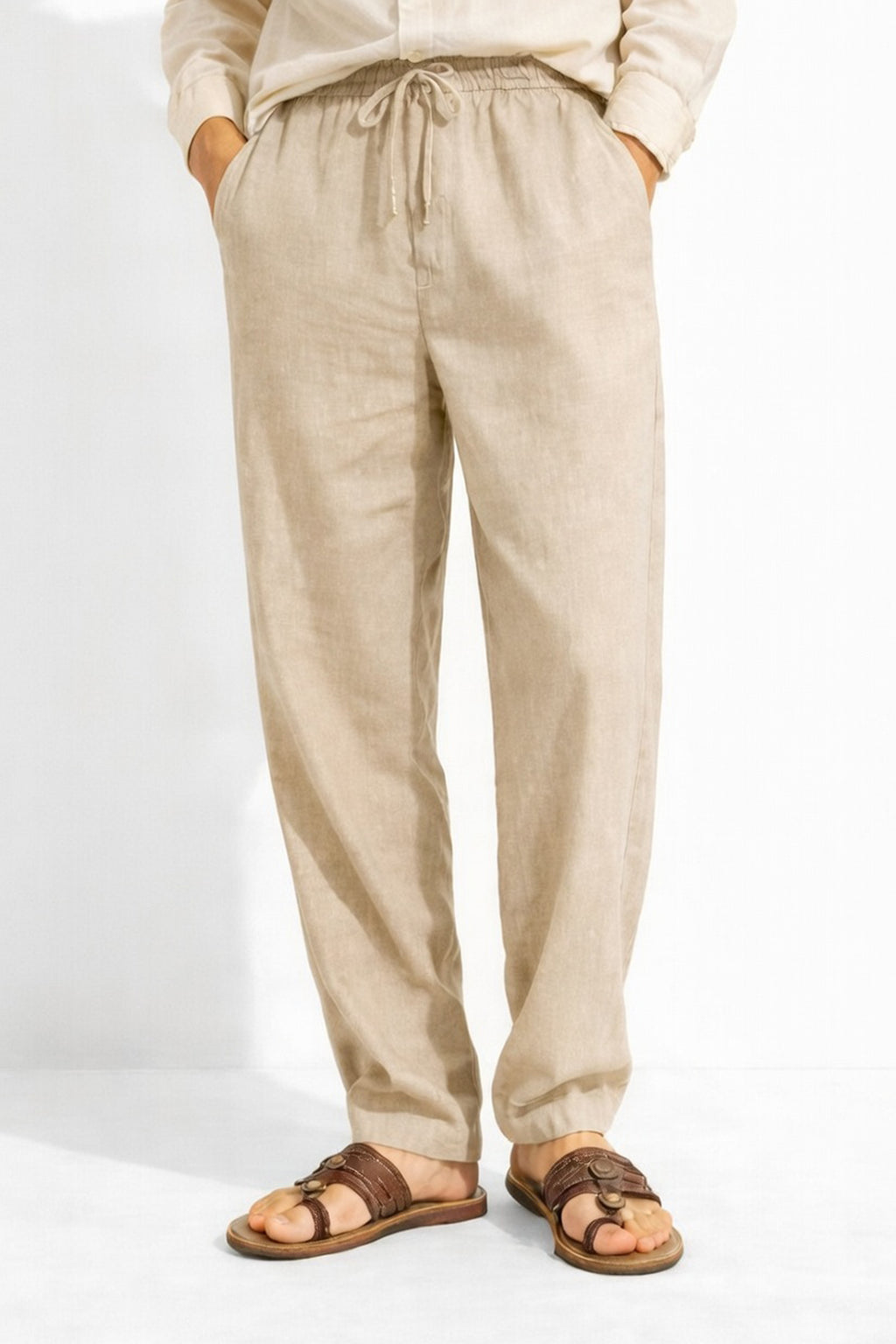 Premium Beige Linen Comfort Pants