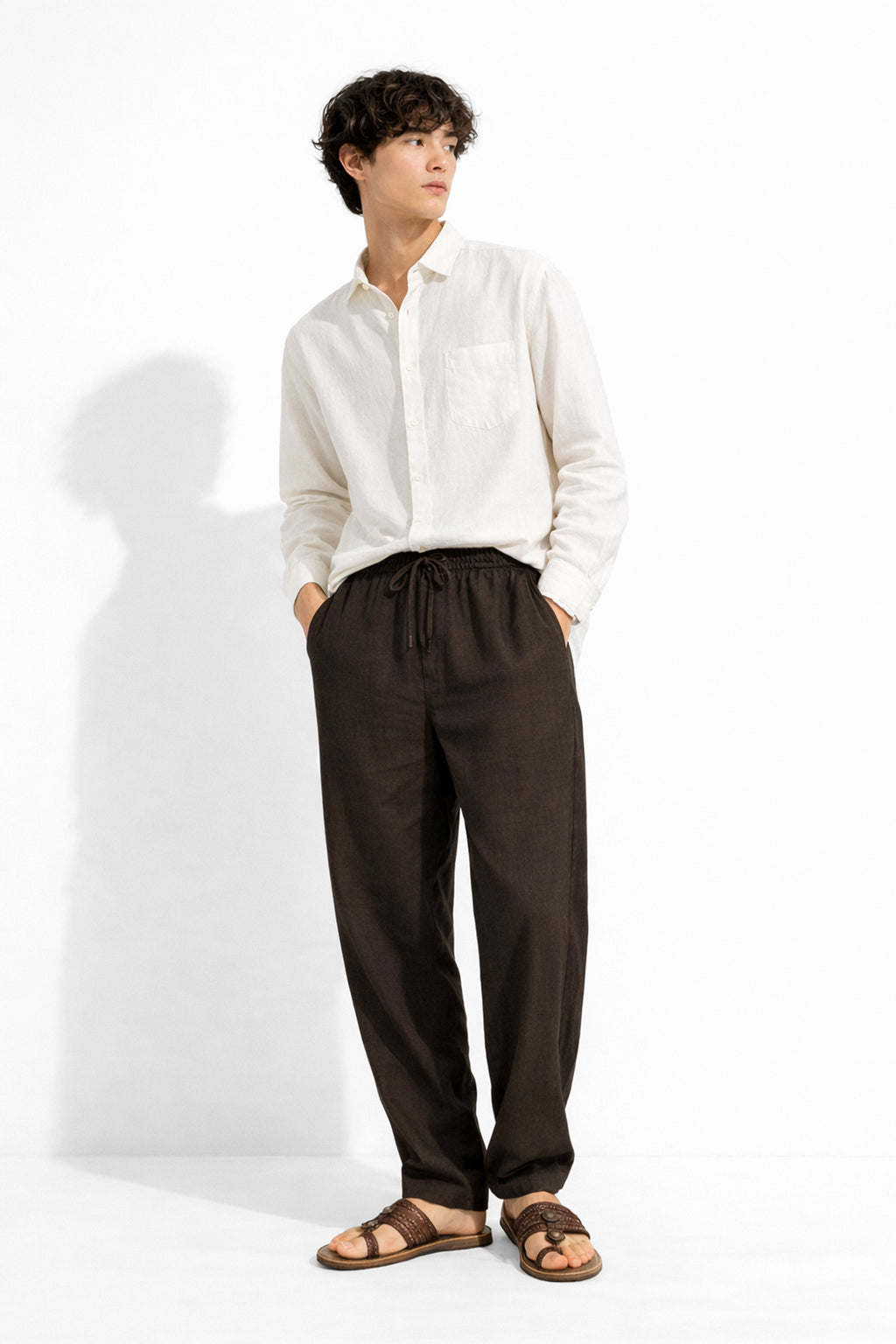 Rich Coffee Brown Linen Trousers