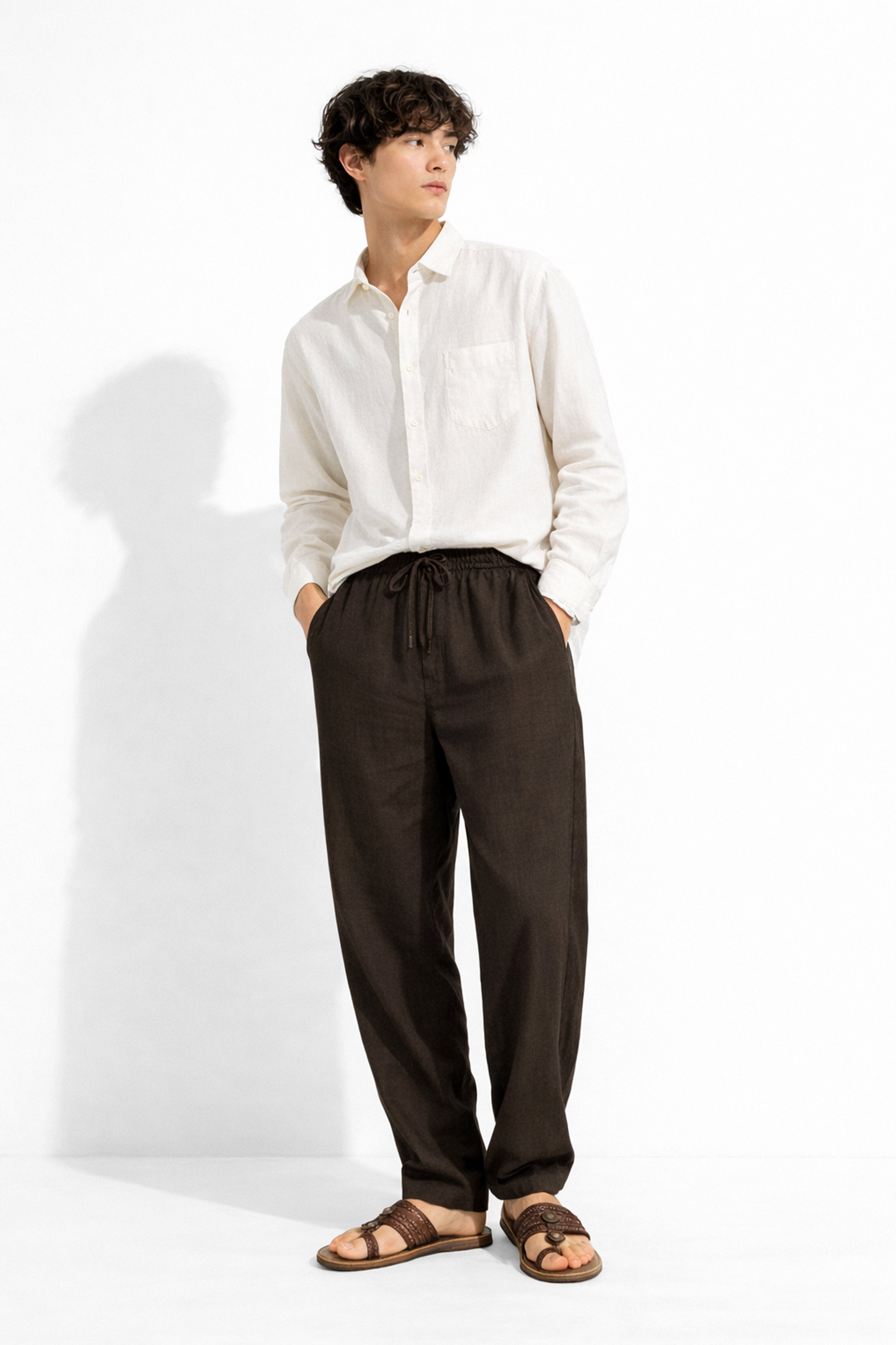 Rich Coffee Brown Linen Trousers