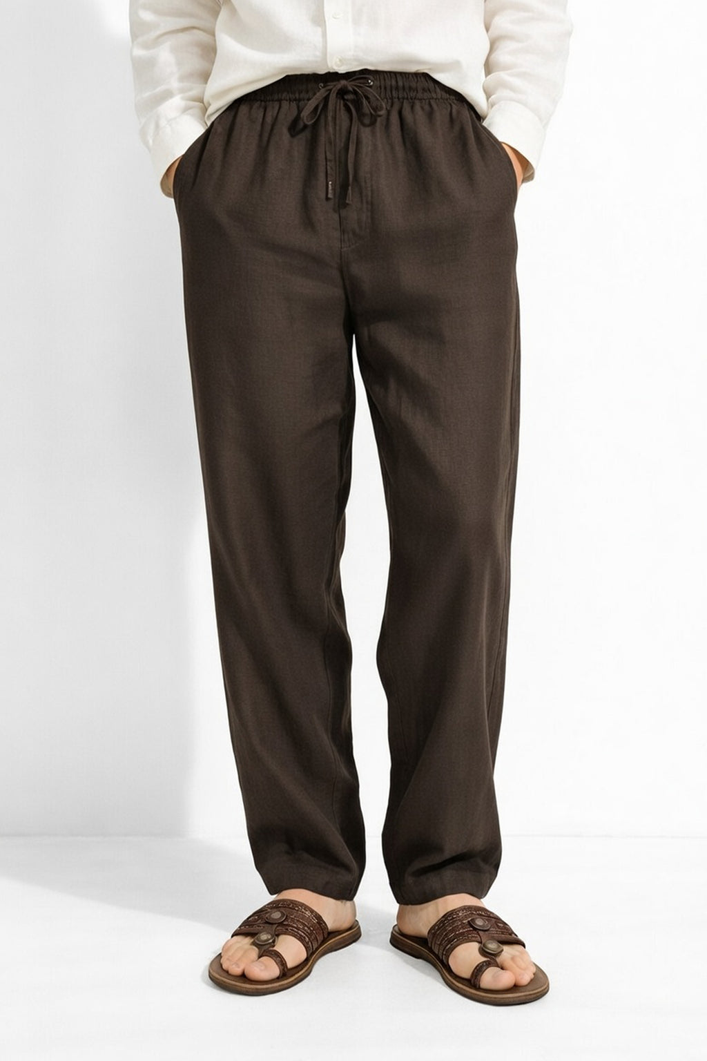 Rich Coffee Brown Linen Trousers