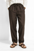 Rich Coffee Brown Linen Trousers