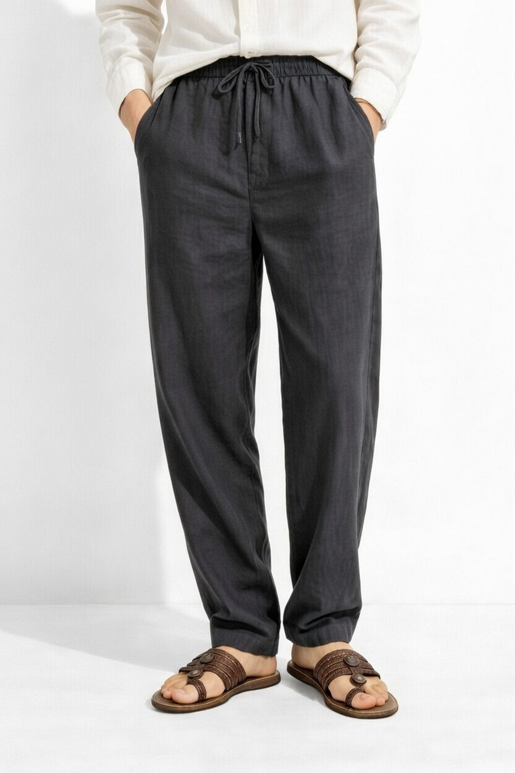Deep Grey Linen Loose Fit
