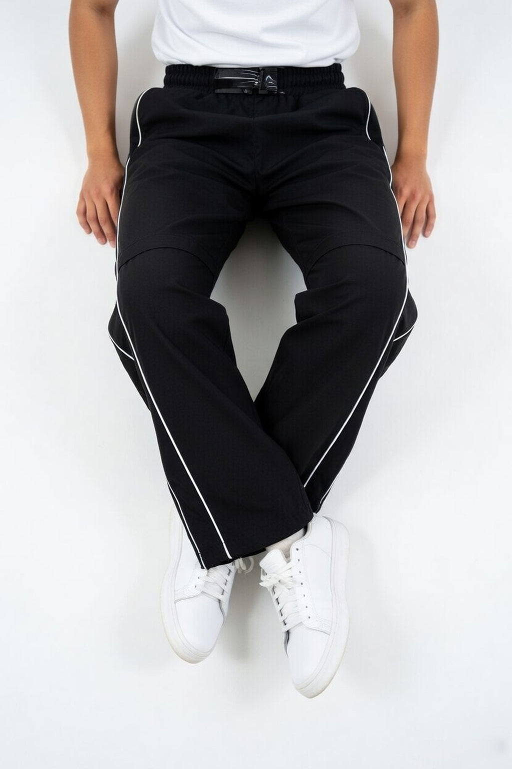 Midnight Black Wide-Leg Paneled Lowers