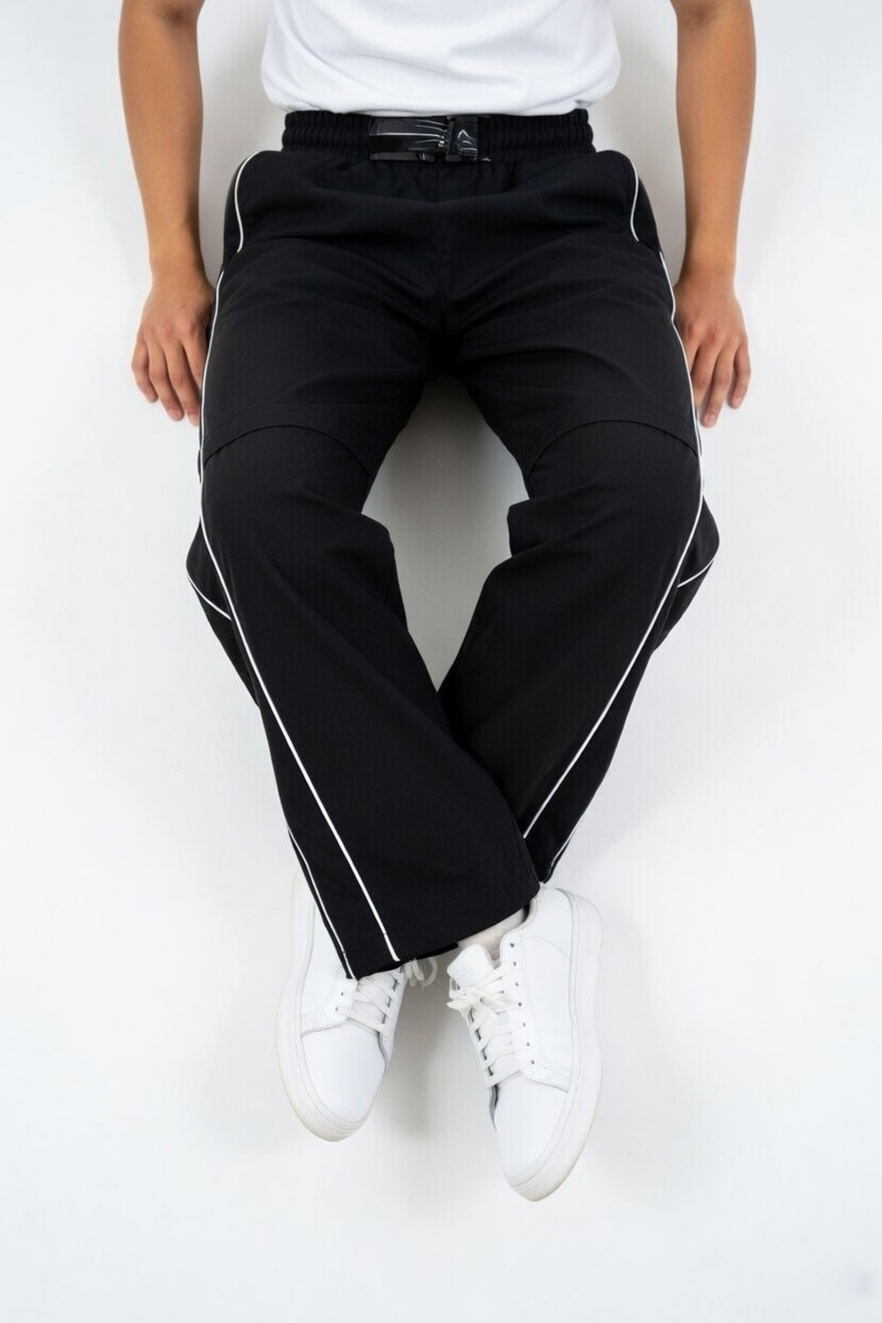Midnight Black Wide-Leg Paneled Lowers