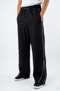 Midnight Black Wide-Leg Paneled Lowers
