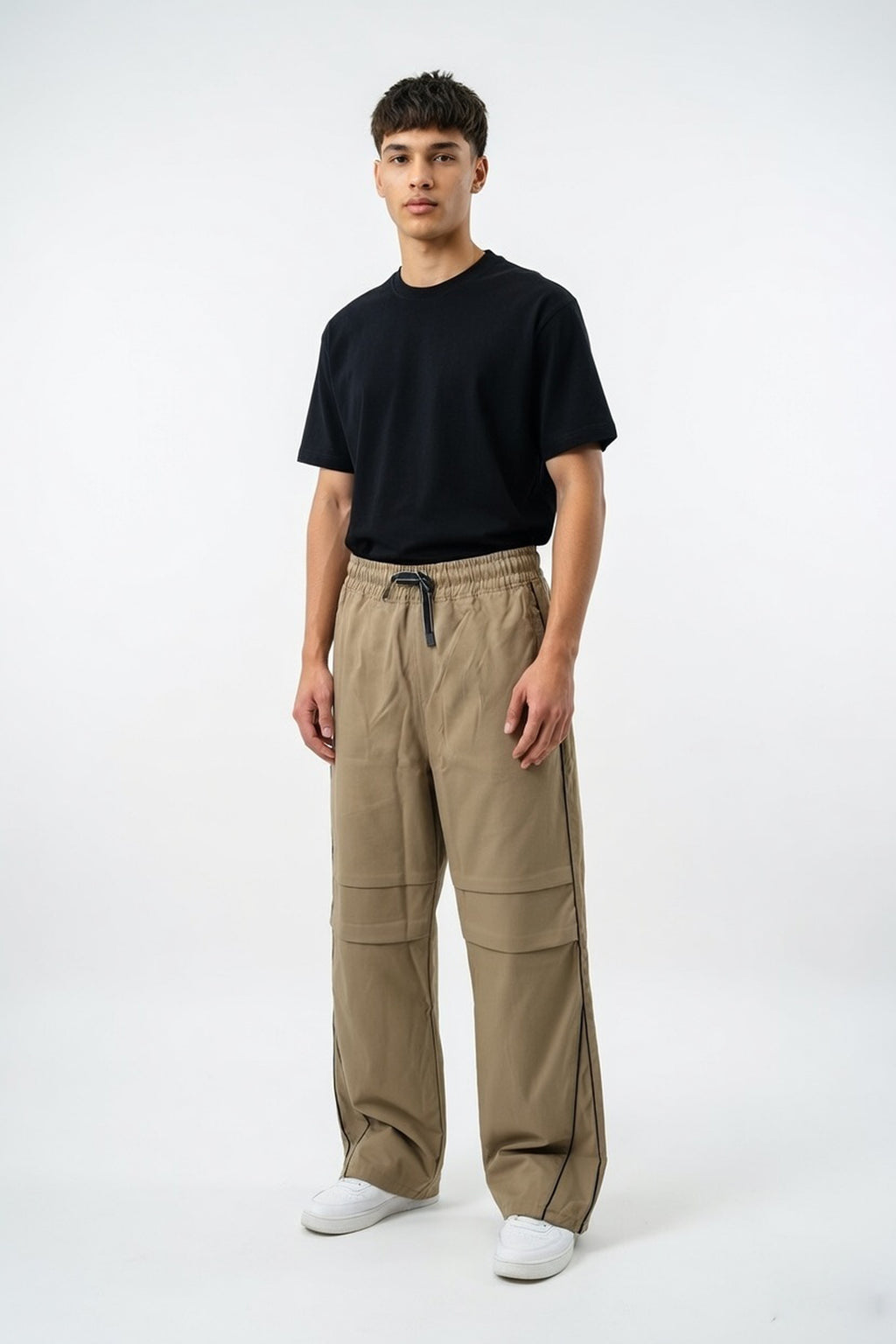 Khaki Piped Urban Relaxed Lowers