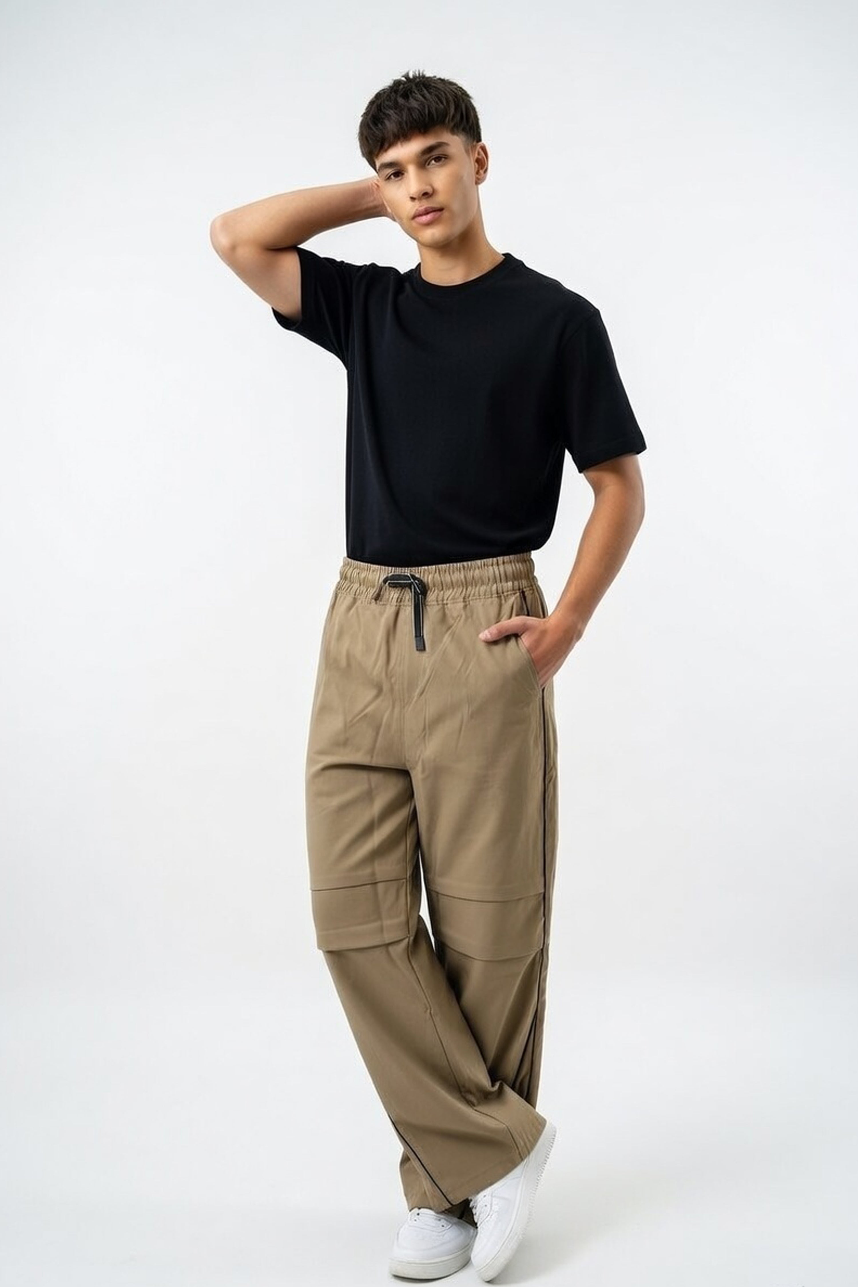 Khaki Piped Urban Relaxed Lowers