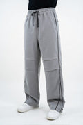 Concrete Grey Wide-Leg Paneled Lowers