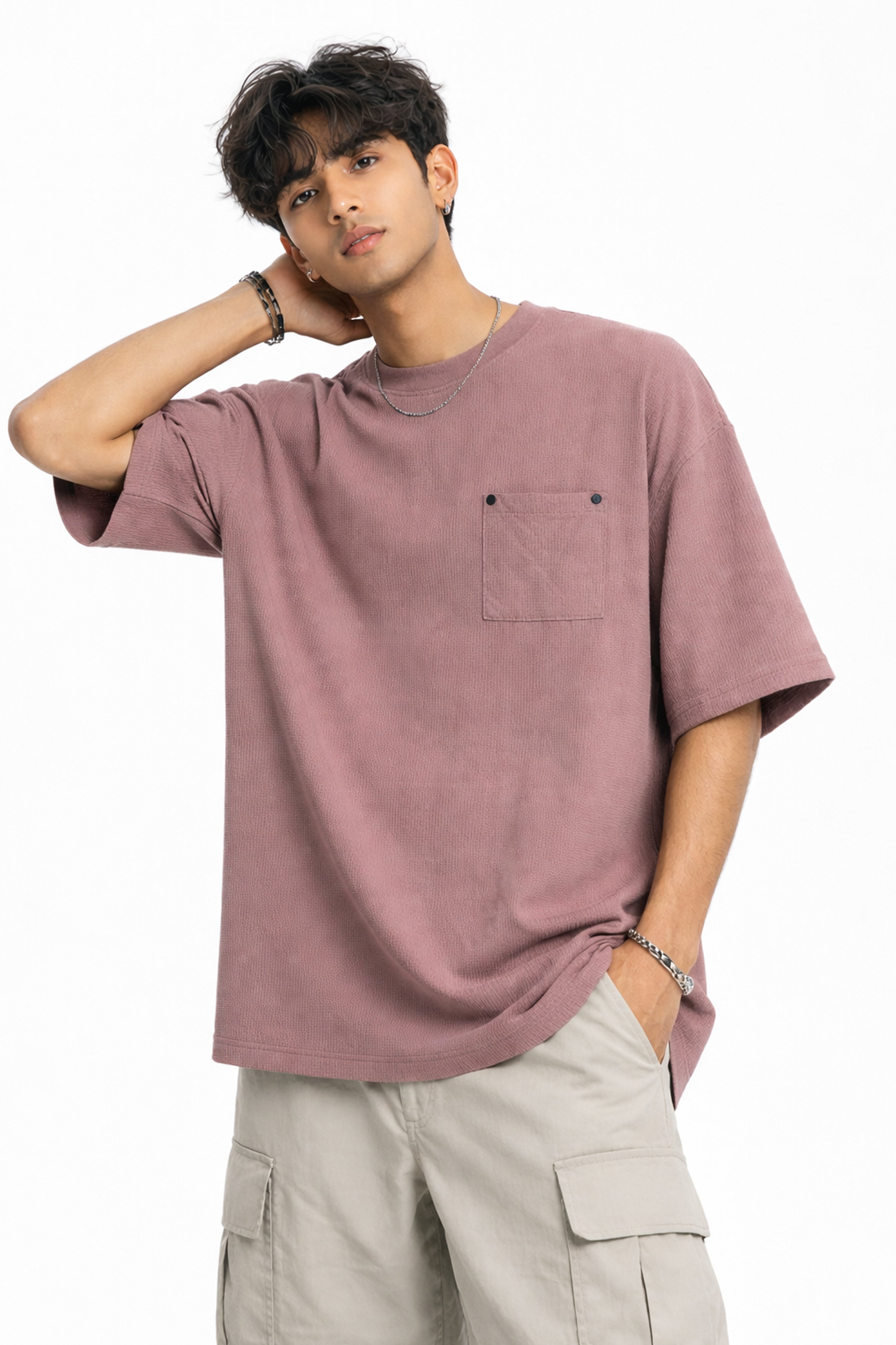 Oversized Dusty Pink Pocket T-Shirt