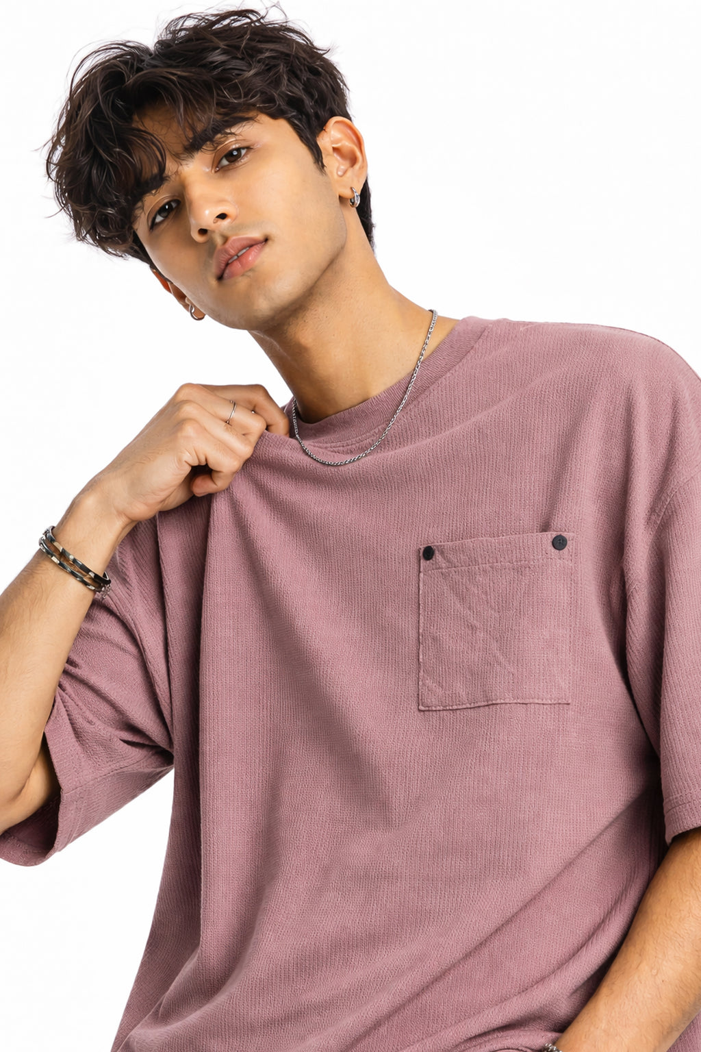 Oversized Dusty Pink Pocket T-Shirt
