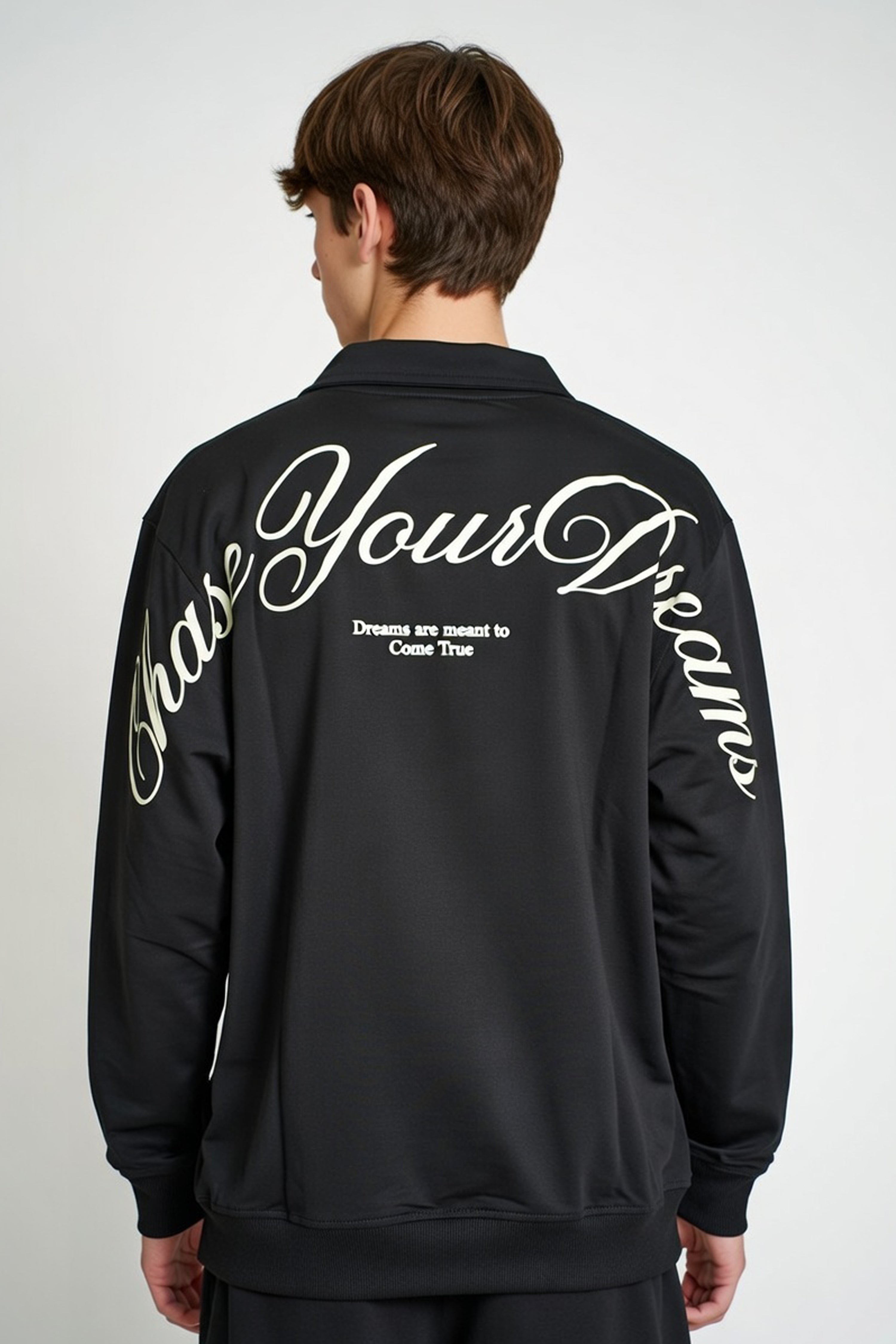 Black Oversized Collared Sweatshirt