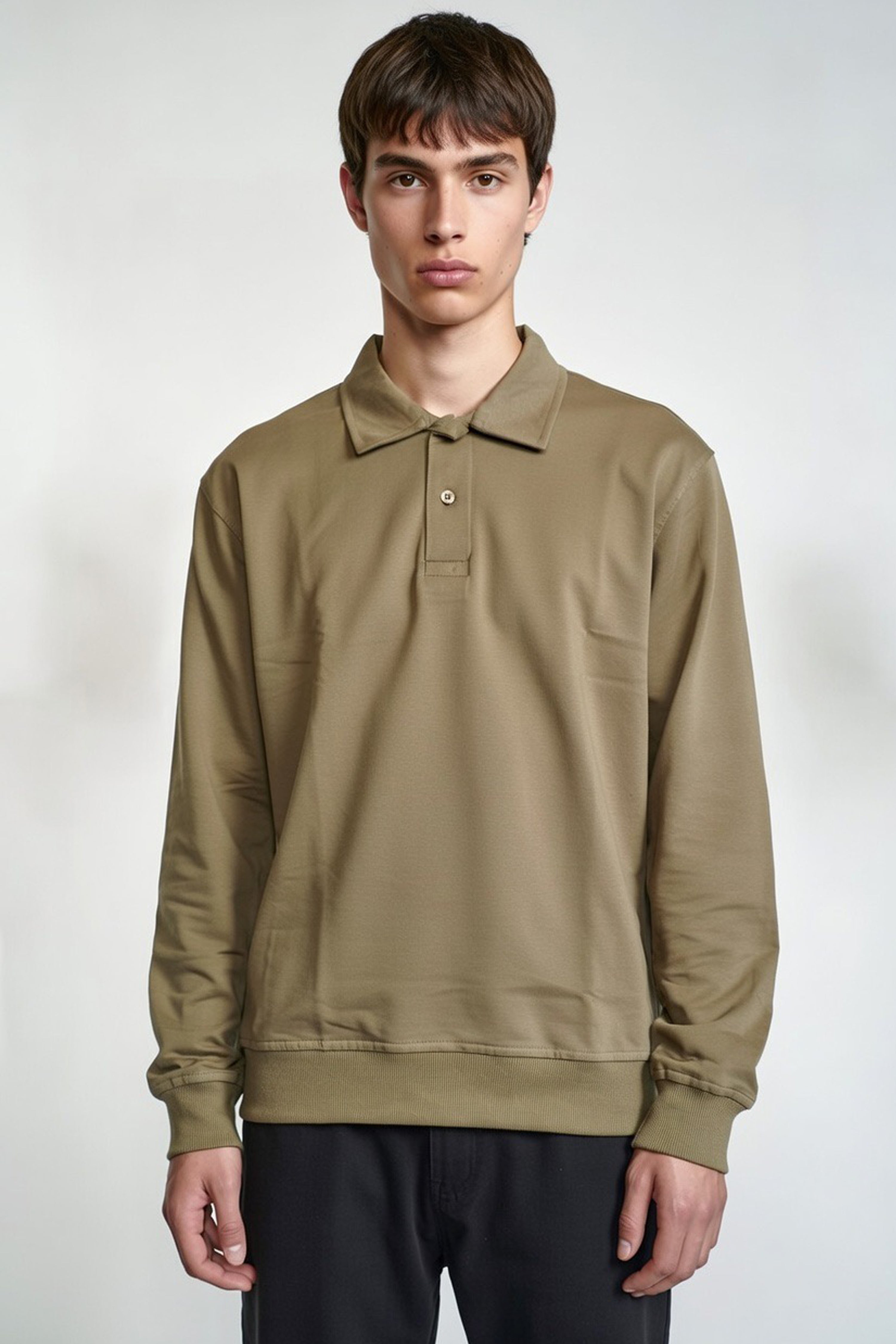 Khaki Dream Script Collared Sweatshirt