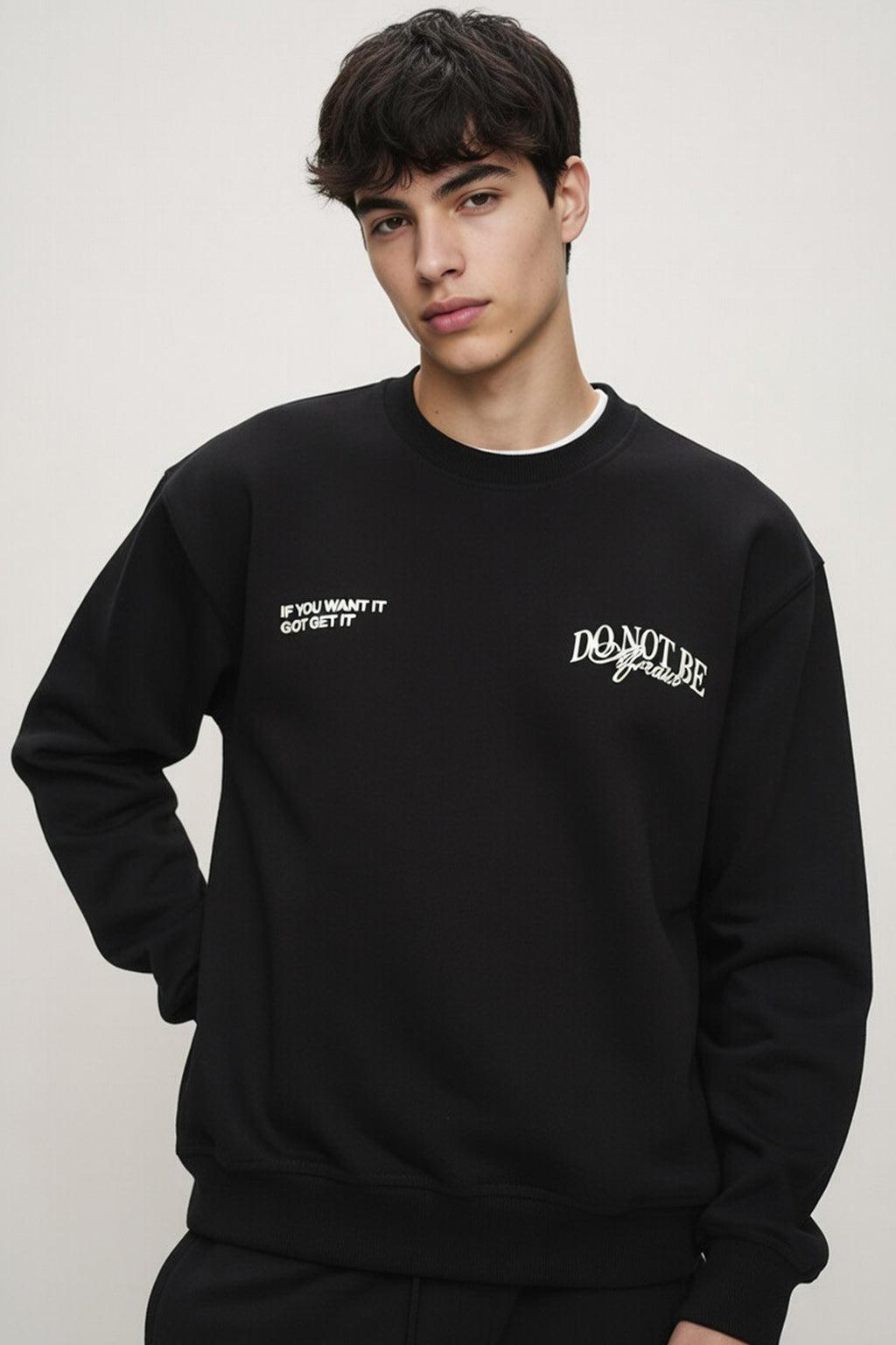 Do Not Be Afraid Black Oversized Sweatshirt