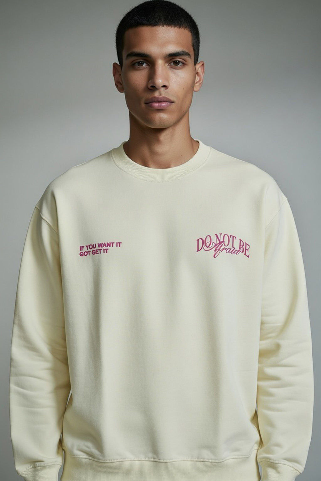 Cream Statement Oversized Crewneck
