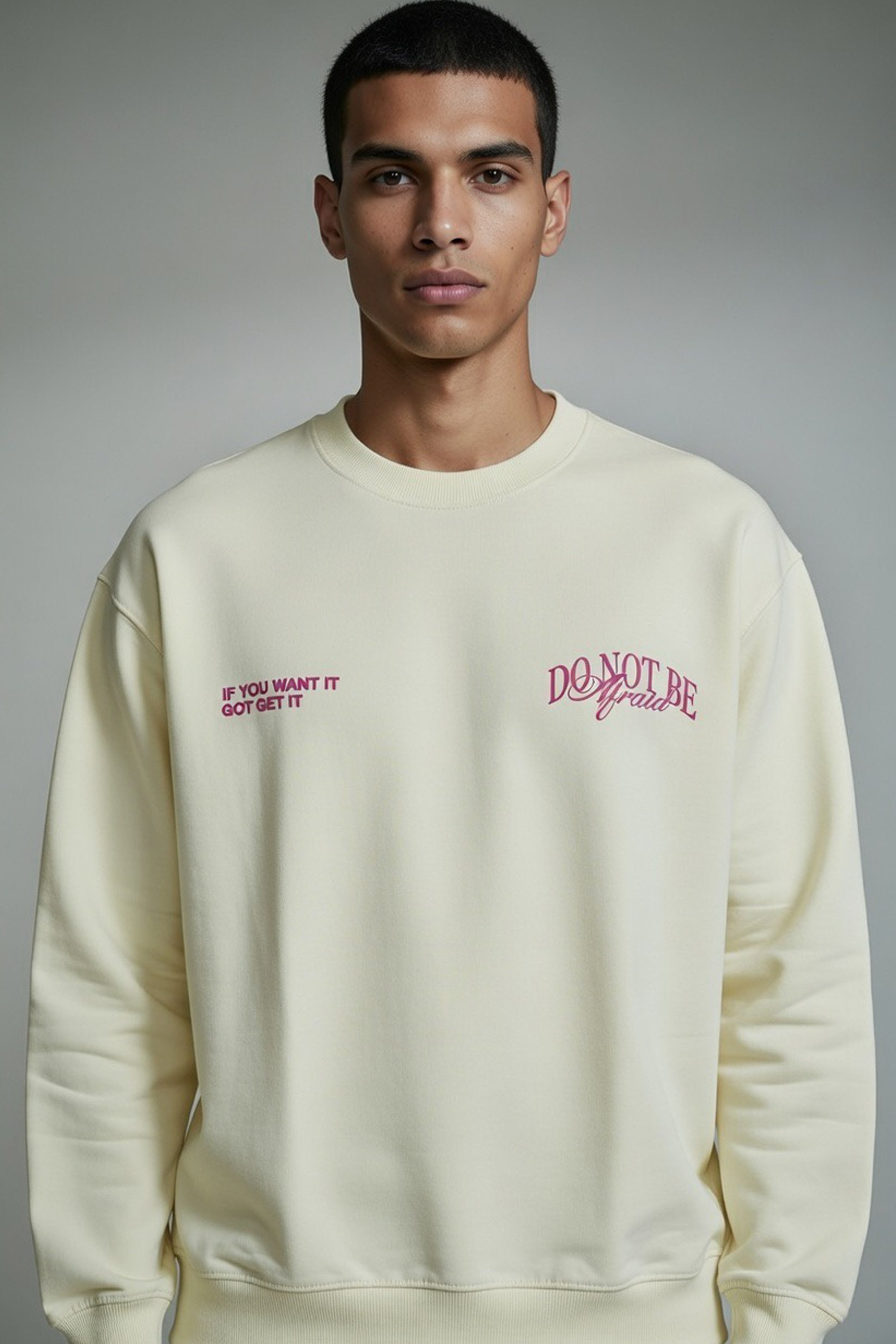Cream Statement Oversized Crewneck