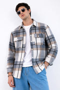 MEN’S CHECKED SHACKET SHIRT – GREY PLAID WINTER WEAR